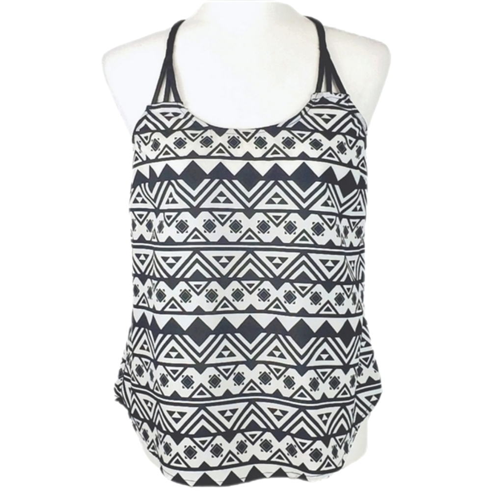 E Hanger M black white geometric tank top medium